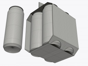 cluster-pak carton packaging with handle for four beer cans 500 ml 3D Model
