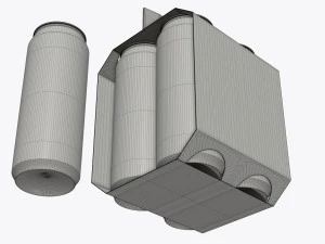 cluster-pak carton packaging with handle for four beer cans 500 ml 3D Model