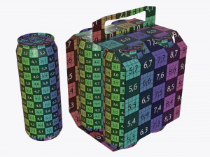 cluster-pak carton packaging with handle for four beer cans 500 ml 3D Model