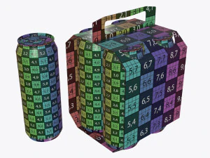 cluster-pak carton packaging with handle for four beer cans 500 ml 3D Model