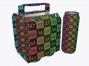 cluster-pak carton packaging with handle for four beer cans 500 ml 3D Model