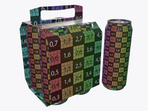 cluster-pak carton packaging with handle for four beer cans 500 ml 3D Model