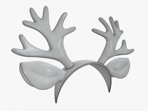 headband with deer ears and horns 01 3D Model