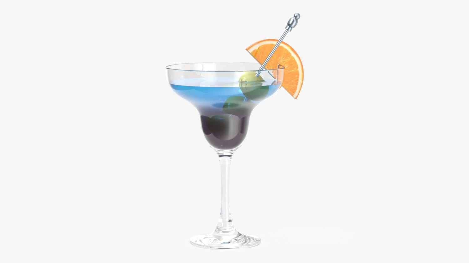 glass with margarita olives and orange slice 3D Model .c4d .max .obj .3ds .fbx .stl .blend