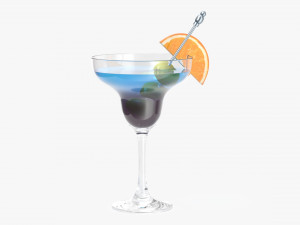 glass with margarita olives and orange slice 3D Model