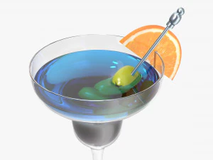 glass with margarita olives and orange slice 3D Model