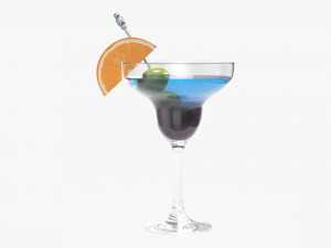 glass with margarita olives and orange slice Modèle 3D