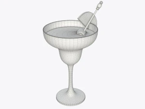 glass with margarita olives and orange slice 3D Model
