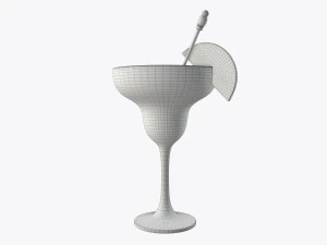 glass with margarita olives and orange slice 3D Model