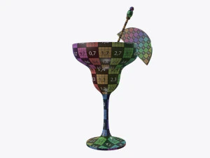 glass with margarita olives and orange slice 3D Model
