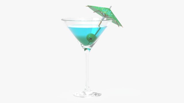 martini glass and olive with umbrella 3D Модель .c4d .max .obj .3ds .fbx .stl .blend 