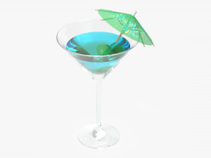 martini glass and olive with umbrella 3D Модель