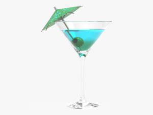 martini glass and olive with umbrella 3D Модель