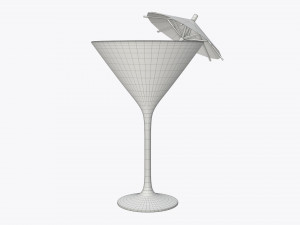 martini glass and olive with umbrella 3D Модель