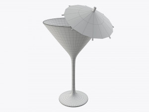 martini glass and olive with umbrella 3D Модель
