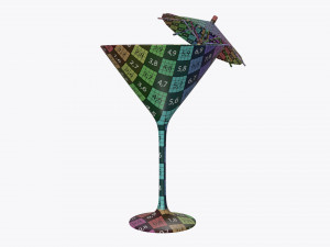 martini glass and olive with umbrella 3D Модель