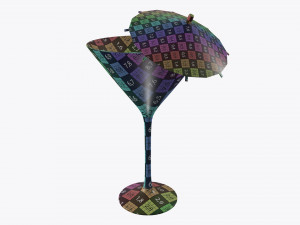 martini glass and olive with umbrella 3D Модель
