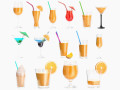 glasses cocktail margarita martini wine champagne juice 3D मॉडल