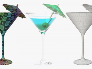 glasses cocktail margarita martini wine champagne juice 3D Model