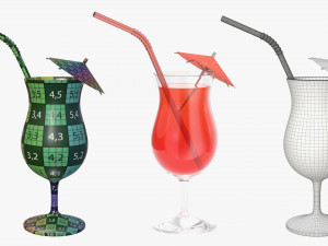glasses cocktail margarita martini wine champagne juice 3D Model