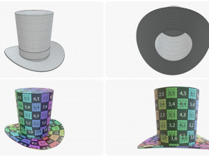 hats bowler men women top floppy summer jester magician cylinder military cap st patrick sun 3D 模型