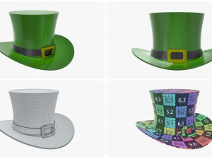 hats bowler men women top floppy summer jester magician cylinder military cap st patrick sun 3D 模型