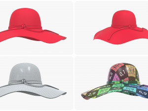 hats bowler men women top floppy summer jester magician cylinder military cap st patrick sun 3D 模型