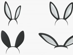 headbands bunny cat deer ears horns devil bow heart 3D Model