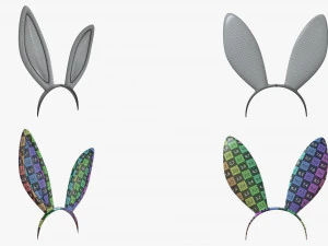 headbands bunny cat deer ears horns devil bow heart 3D Model