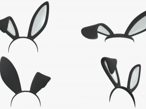 headbands bunny cat deer ears horns devil bow heart 3D Model
