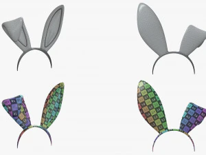 headbands bunny cat deer ears horns devil bow heart 3D Model
