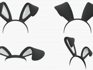headbands bunny cat deer ears horns devil bow heart 3D Model