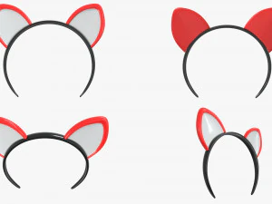 headbands bunny cat deer ears horns devil bow heart 3D Model