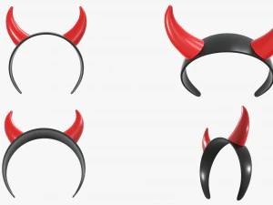 headbands bunny cat deer ears horns devil bow heart 3D Model