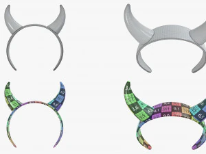 headbands bunny cat deer ears horns devil bow heart 3D Model