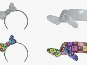 headbands bunny cat deer ears horns devil bow heart 3D Model