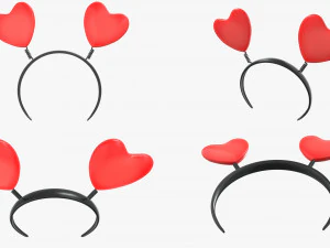 headbands bunny cat deer ears horns devil bow heart 3D Model