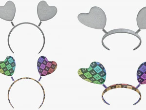 headbands bunny cat deer ears horns devil bow heart 3D Model