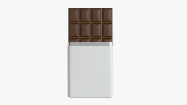 chocolate bar brown with wrapper opened 01 3D Model .c4d .max .obj .3ds .fbx .stl .blend 