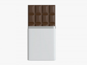 chocolate bar brown with wrapper opened 01 3D Model