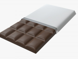 chocolate bar brown with wrapper opened 01 3D Model