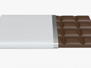 chocolate bar brown with wrapper opened 01 3D Model