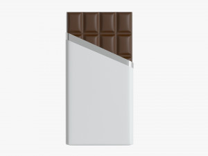 chocolate bar brown with wrapper opened 02 3D Model