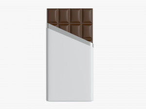 chocolate bar brown with wrapper opened 02 Modelo 3D