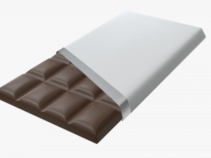chocolate bar brown with wrapper opened 02 3D Модель