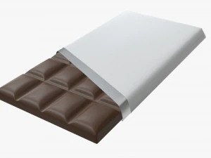 chocolate bar brown with wrapper opened 02 3D Model