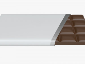 chocolate bar brown with wrapper opened 02 3D Модель