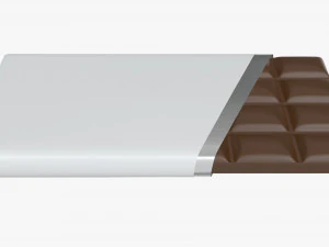chocolate bar brown with wrapper opened 02 3D Model