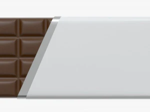 chocolate bar brown with wrapper opened 02 3D Model