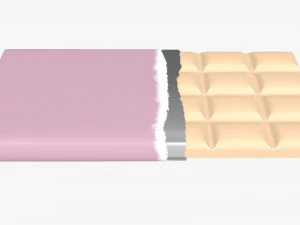 chocolate bar brown with wrapper opened 03 3D Model